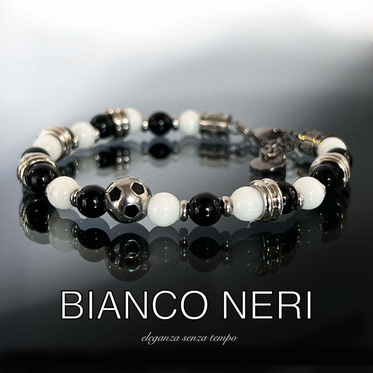 GANCHO DE ACERO BLANCO NEGRO PIEDRA 6 mm